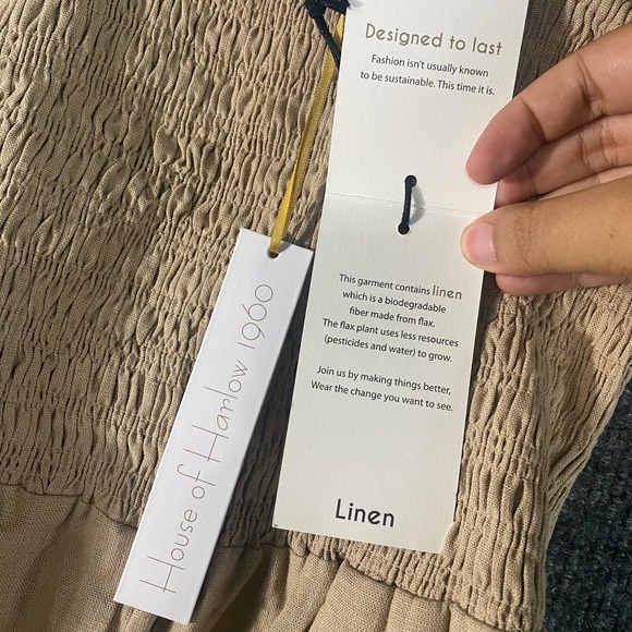 House of Harlow 1960 Linen Jumpsuit Small Tan Belted Straight Leg NWT - Picture 10 of 11